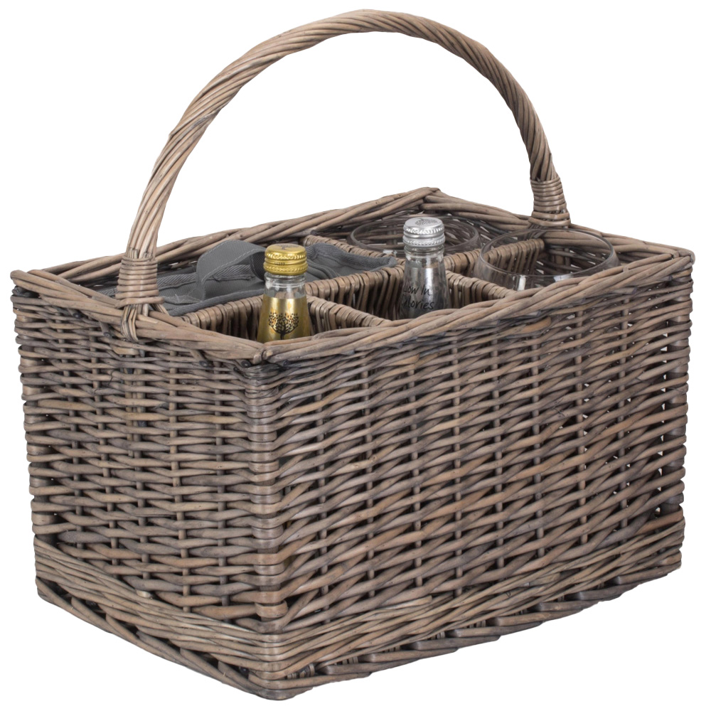 Red Hamper Grey Gin Wicker Picnic Drinks Basket Image 1