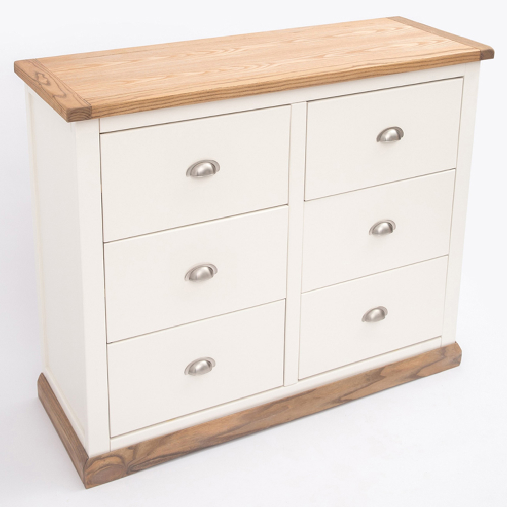 Cabinet Bits Tropea 6 Drawer White Chrome Cup Handle Chest of Drawers Image 4