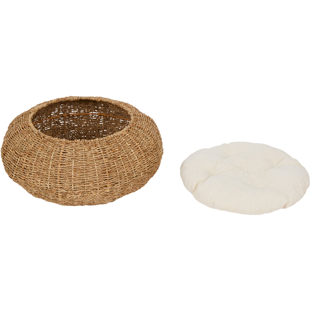 Teamson Pets Seagrass Weaving Pet Bed Dome Basket with Cushions Image 4