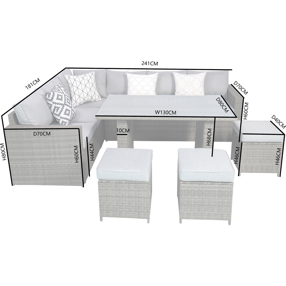 RayGar Venice 8 Seater Rattan Garden Corner Lounge Set Image 9