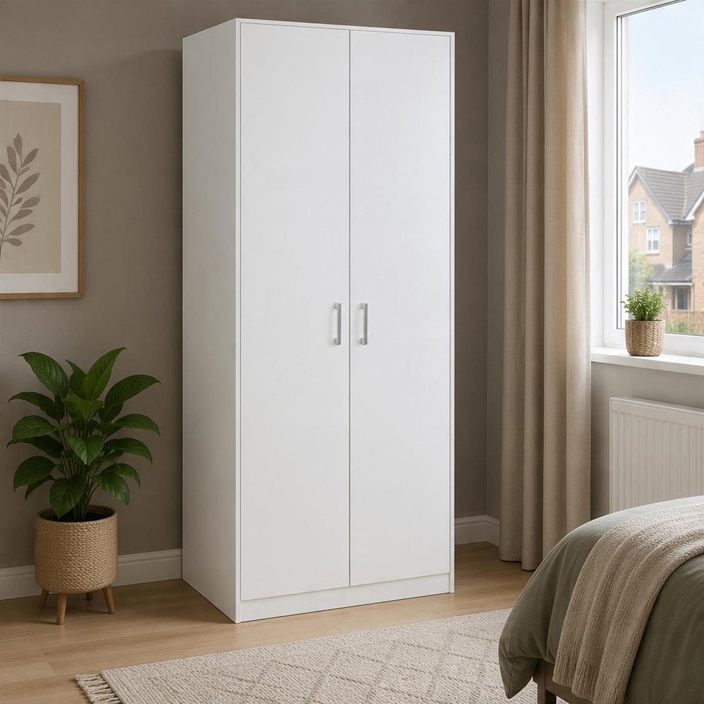 Home Source Aria 2 Door White Wardrobe Image 7
