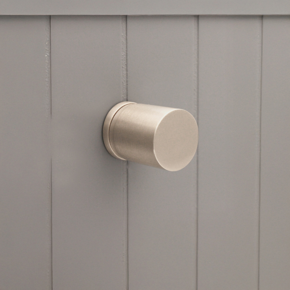 Spira Brass Satin Silver Cylinder Pull Cupboard Handle Image 2