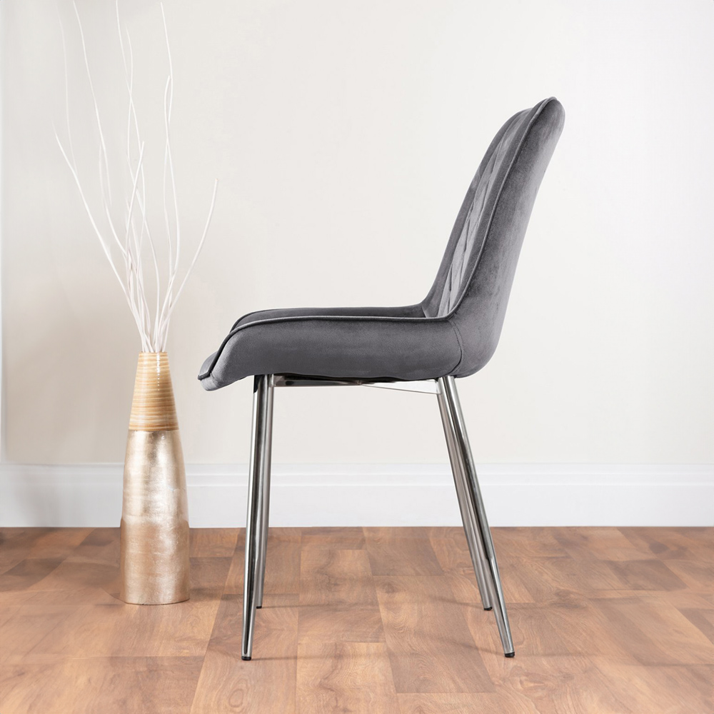 Furniturebox Arona Cesano 6 Seater Round Dining Set White Gloss Chrome and Grey Image 4