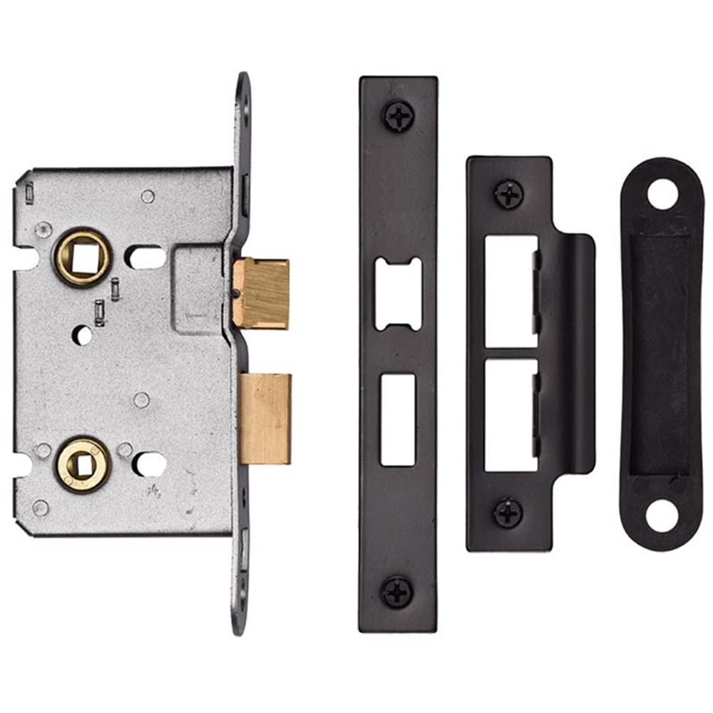 Golden Grace Polished Black Nickel Epsom Bathroom Door Handle Set 170 x 40mm Image 3