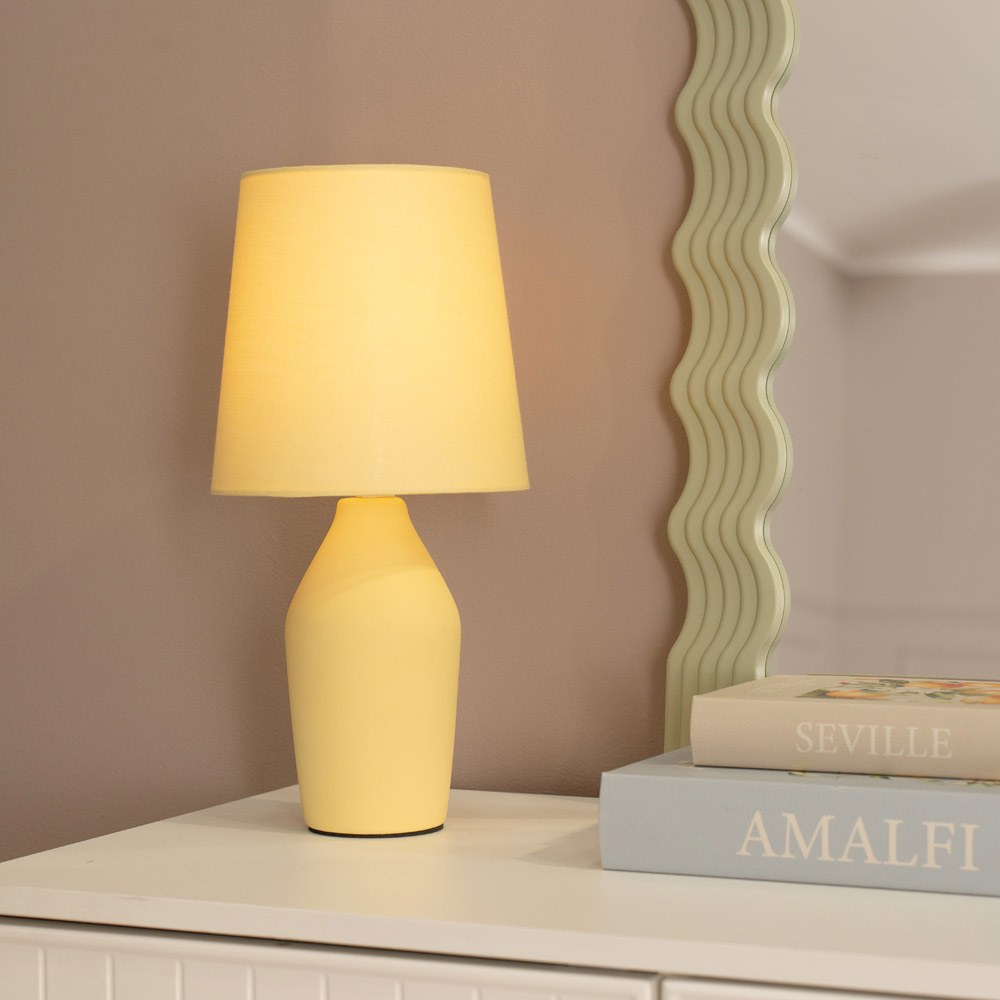 ValueLights Arlo Sunshine Yellow Shade Ceramic LED Table Lamp Image 2