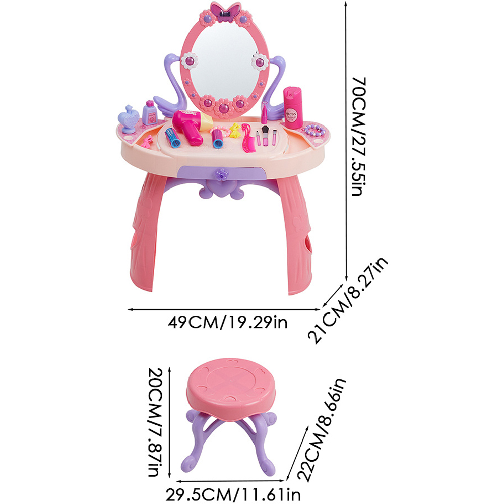 Living and Home Kids Dressing Table Toy Set with Stool Image 5