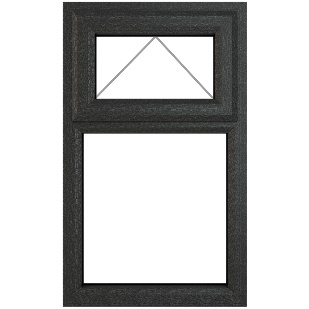 Crystal uPVC Double Glazed Window Top Hung Over Fixed Light Grey White Clear Glass 610x820mm Image 2