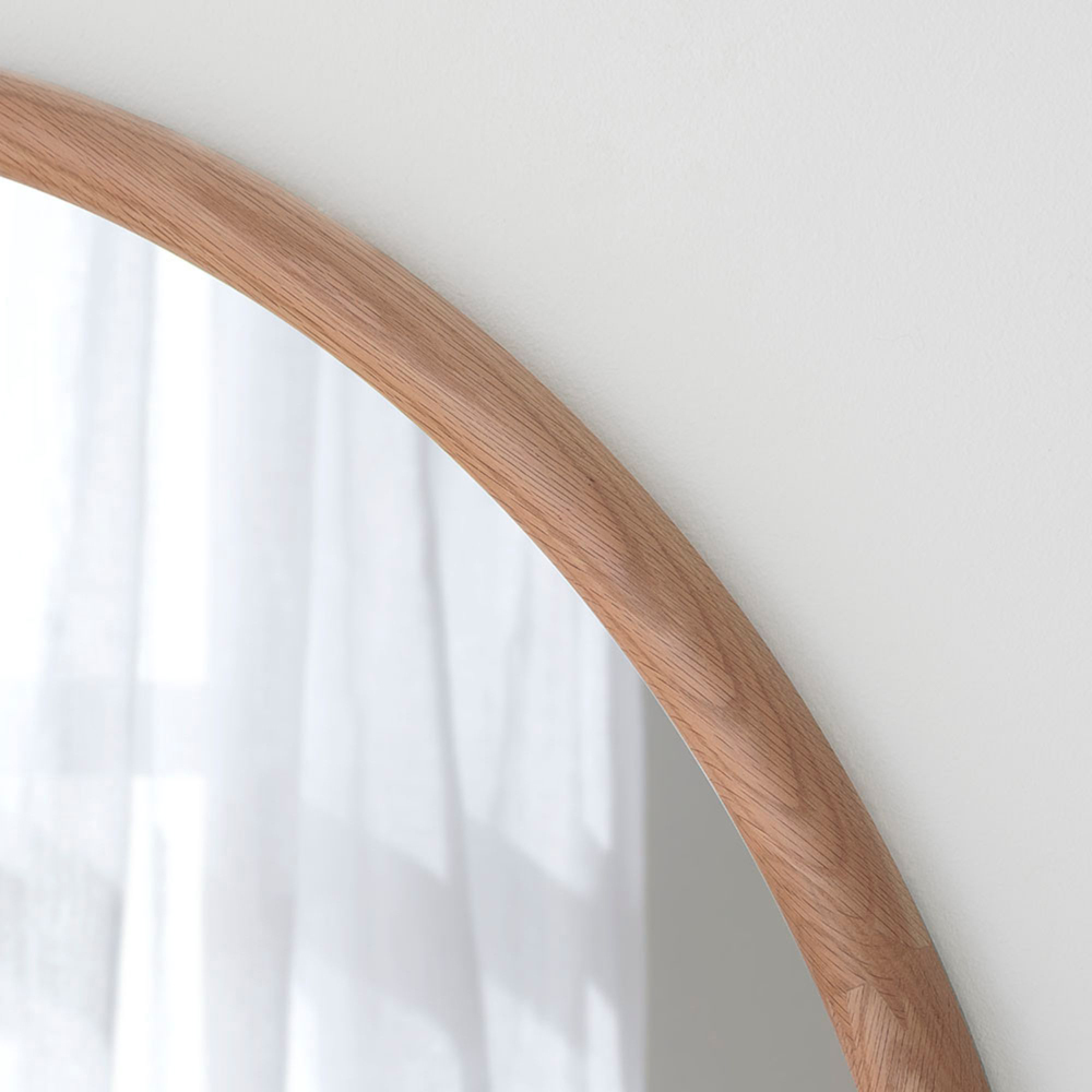 Yearn Natural Solid Oak Round Wooden Wall Mirror 60cm Image 3