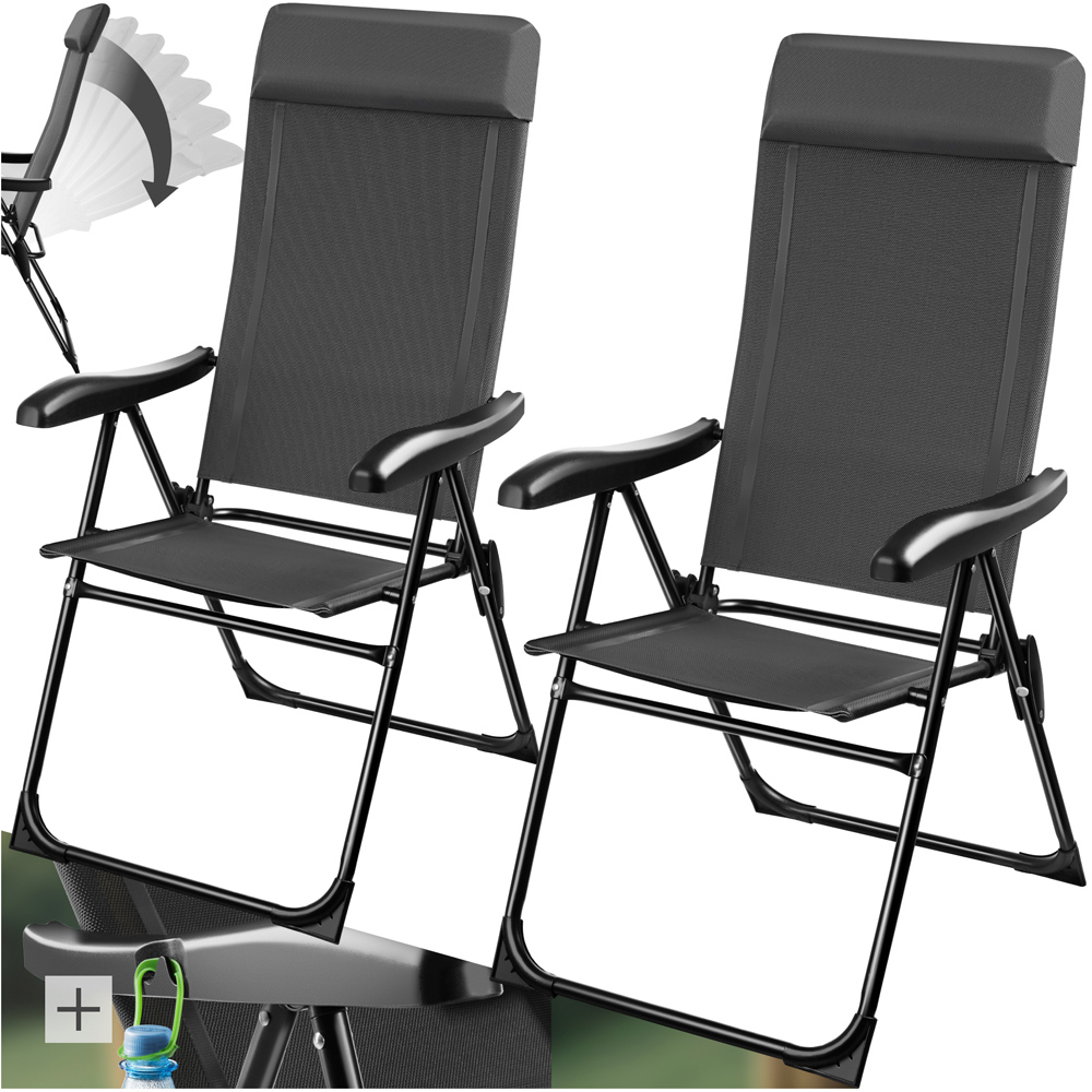 tectake Mauritz Set of 2 Anthracite Reclining Camping Chair Image 2