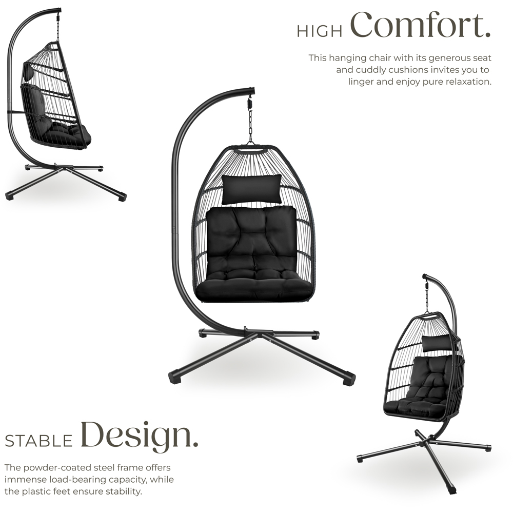 tectake Ariane Black Egg Chair Image 5