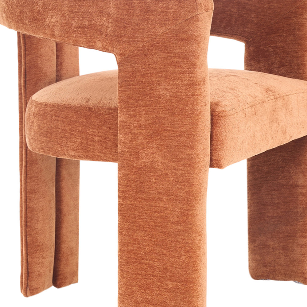 Living and Home Orange Chenille Upholstered Accent Chair Image 4