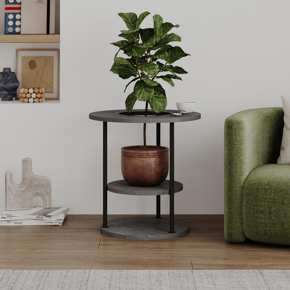 Decortie Grova 3-Tier Retro Grey Side Table Image 6