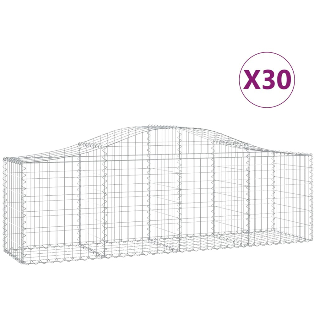 vidaXL Silver Galvanised Iron Arched Gabion Basket 200 x 50 x 60/80cm 30 Pack Image 4