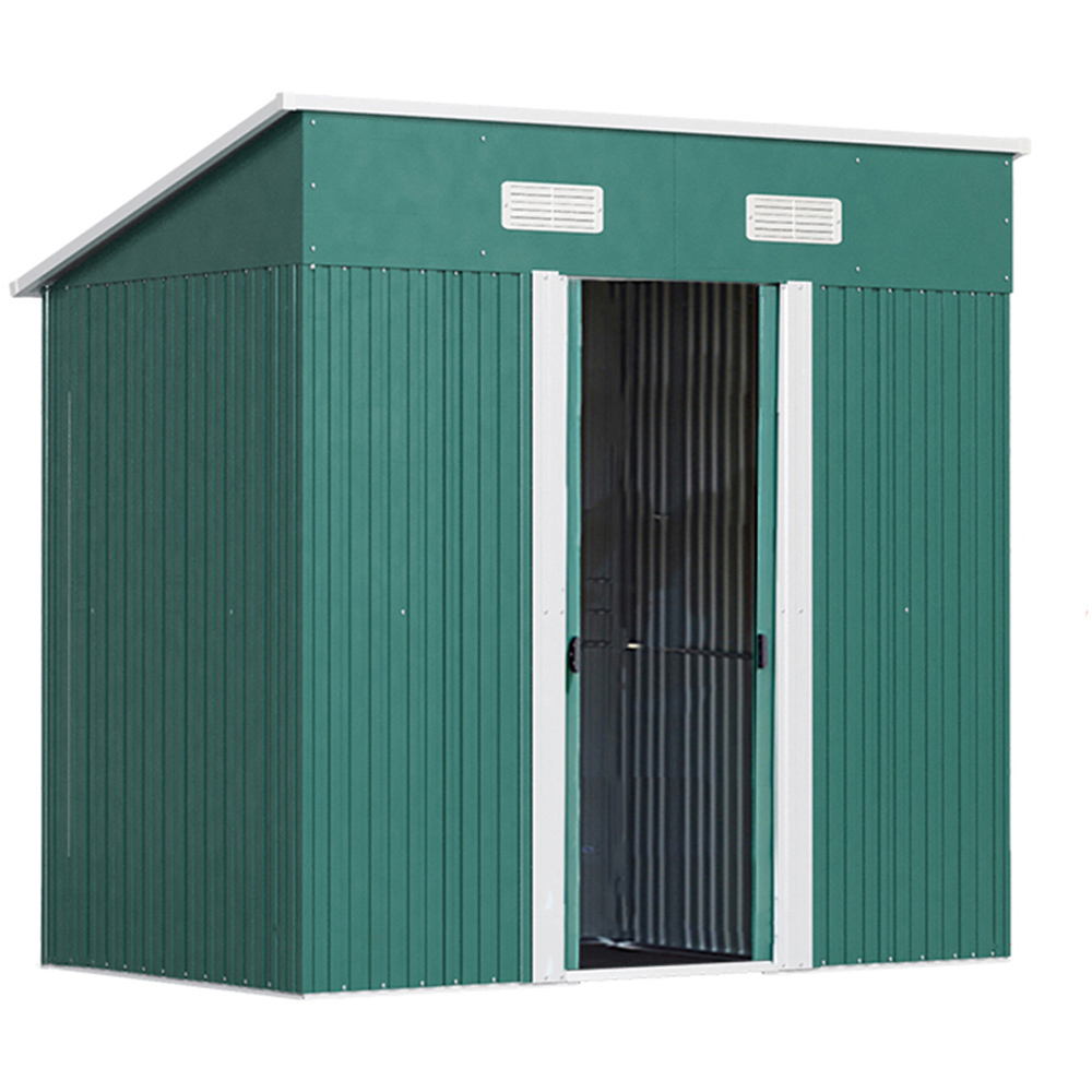 Living and Home 4 x 6ft Green Metal Pent Garden Storage Shed Image 3