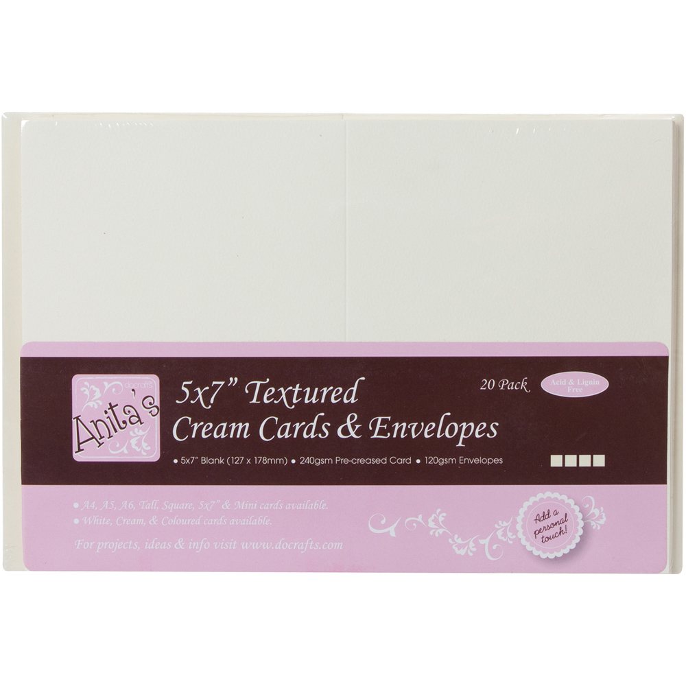 Anita's Cream Cards and Envelopes 12.7 x 17.78cm 20 Pack Image