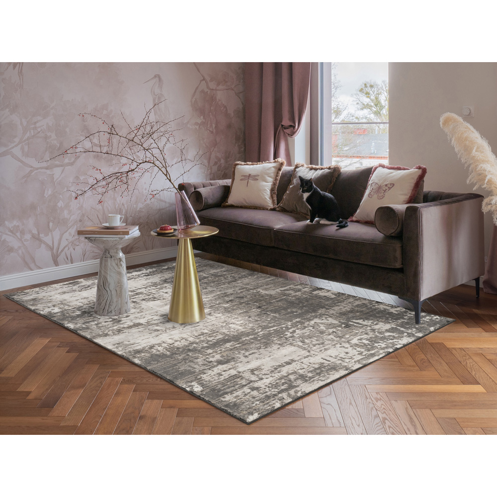 Mayfair Living Room Area Rug Metallic Sheen Contemporary Modern Abstract Design - Grey 160cm x 230cm Image 2
