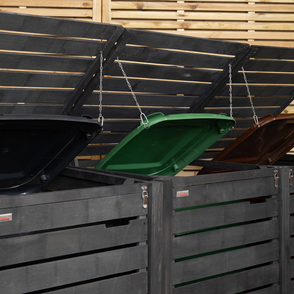 Samuel Alexander 7 x 3.8ft Dark Grey Triple Wheelie Bin Wooden Garden Bin Shed Image 5