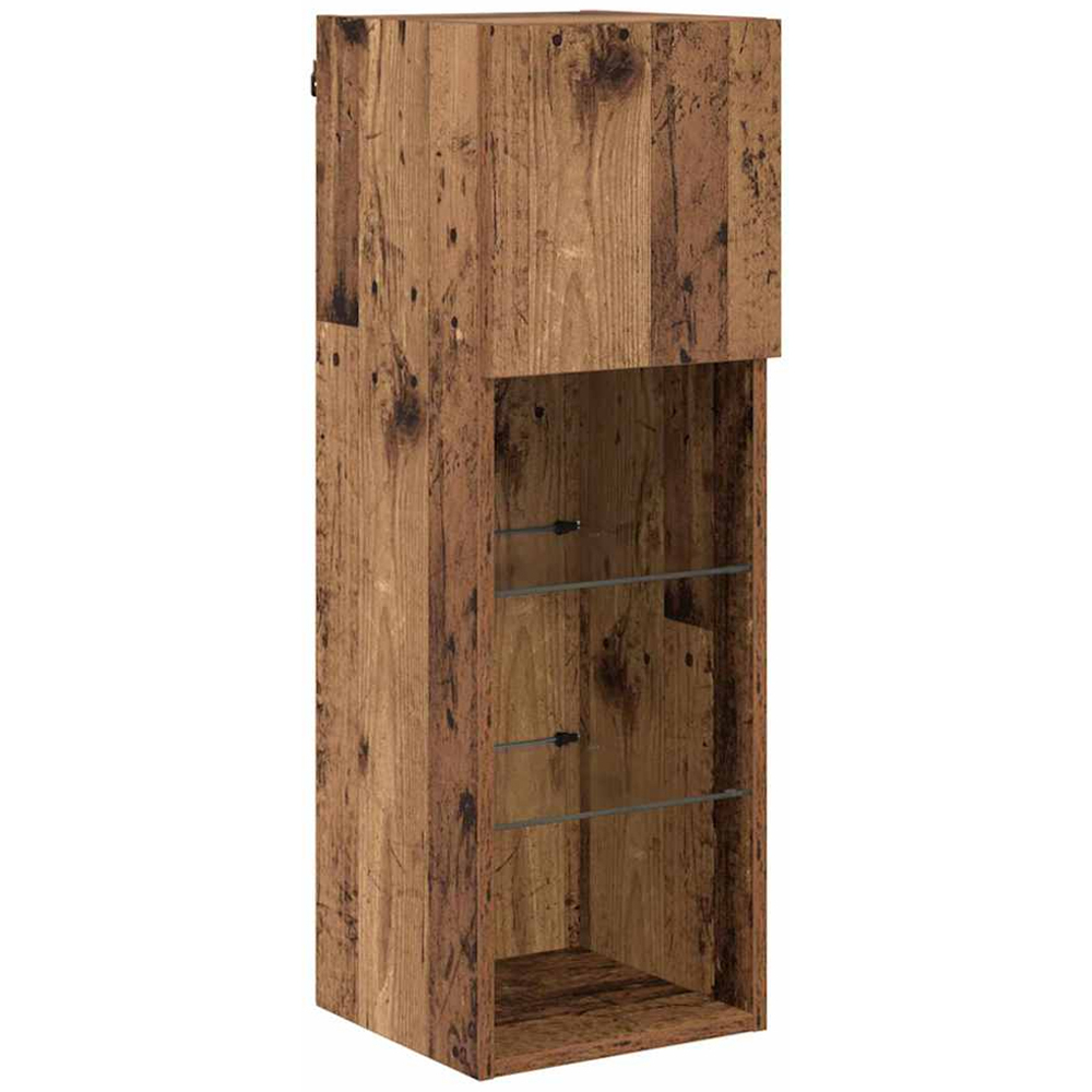 vidaXL Single Door 3 Shelf Old Wood Wall Mounted LED TV Unit Image 4