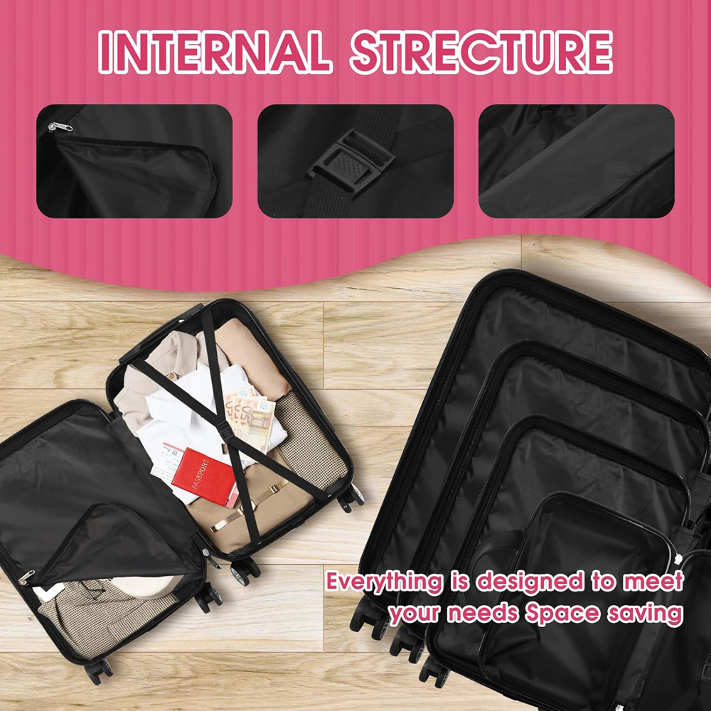 Willowmare 4-Piece Pink Travel Luggage Set Image 2