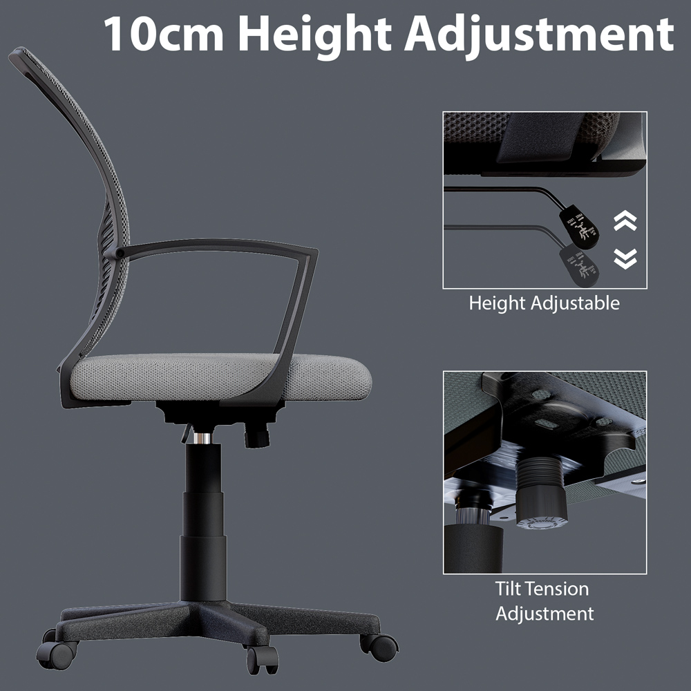 Vida Designs Airdrie Grey Mesh Office Chair Image 6