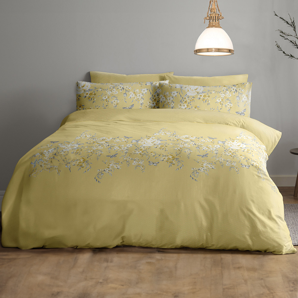 Bellissimo Blossom Border Single Ochre Duvet Set Image 1