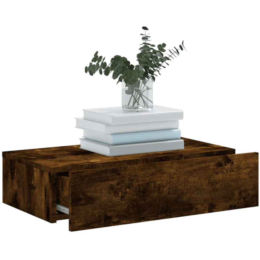 vidaXL Single Drawer Smoked Oak Wall Mounted TV Cabinet Image 4