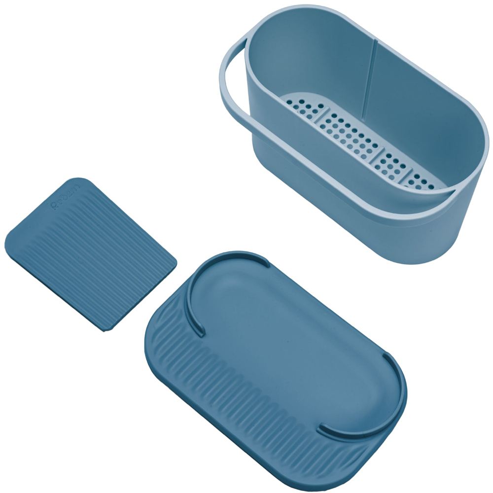 ReBorn Avon Blue Compact Plastic Sink Tidy with Drainage Tray Image 4