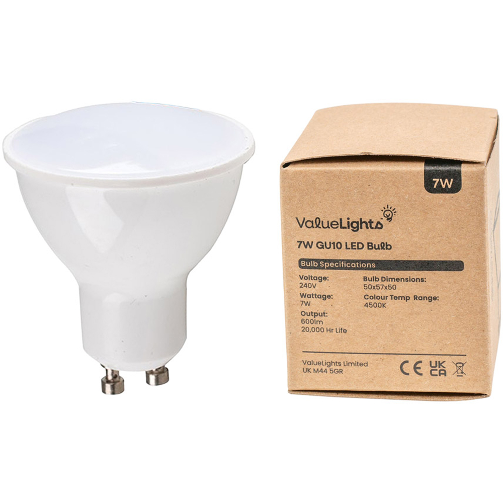 ValueLights 7W 4500K Neutral White GU10 Spotlight LED Light Bulb 10 Pack Image 2