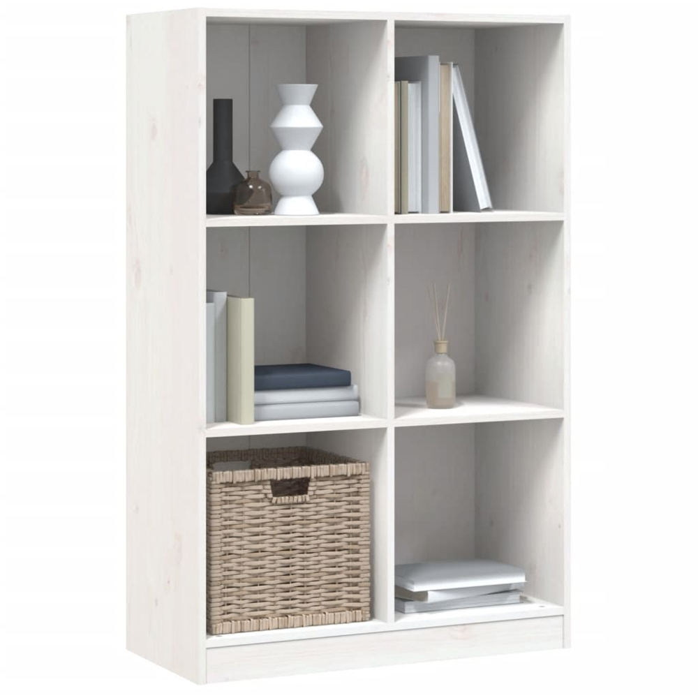 vidaXL 6 Shelf White Solid Pine Wood Record Cabinet Image 3