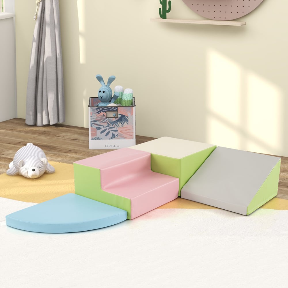 Costway 4 Piece Colourful Kids Climb and Crawl Foam Block Play Set Image 2