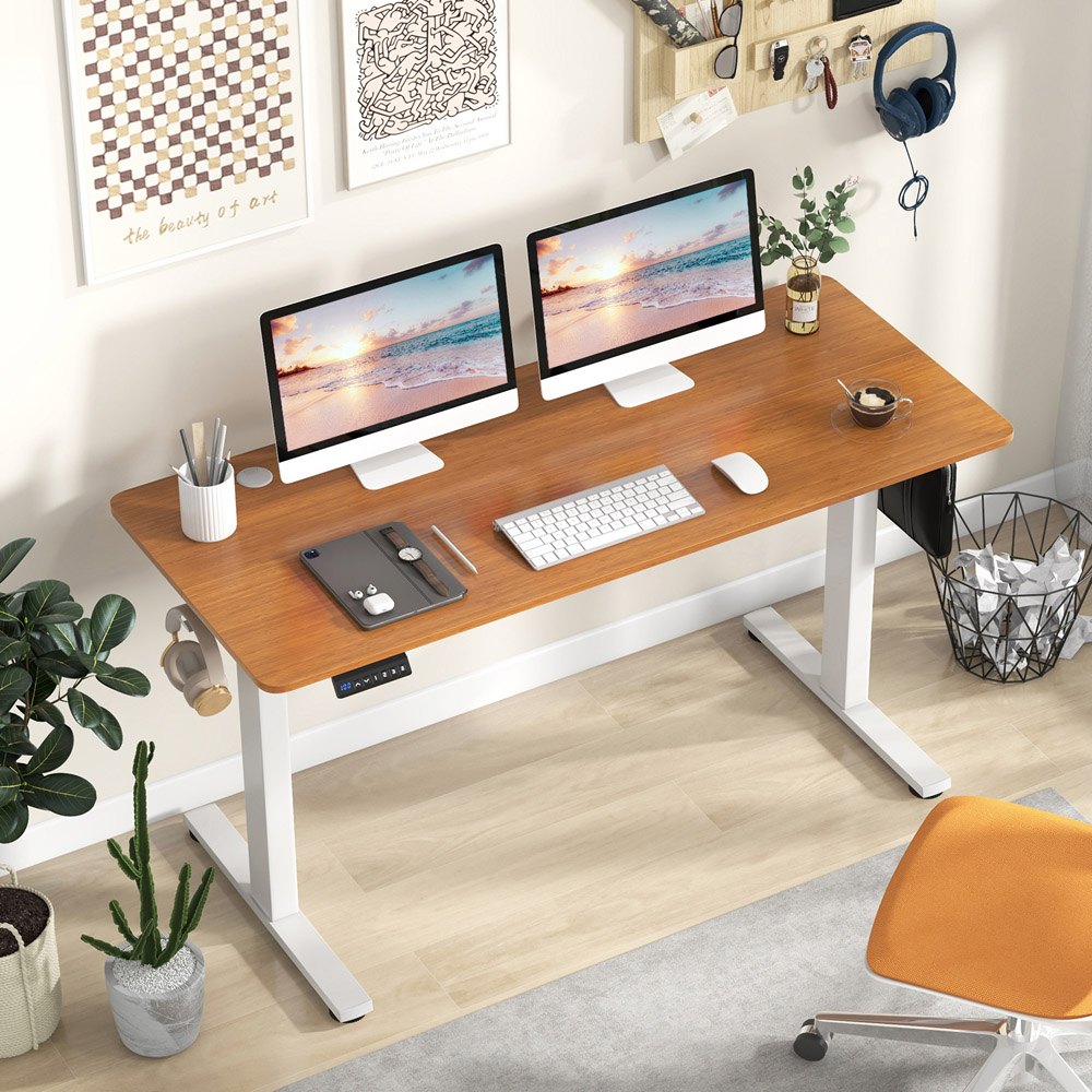 Costway Height Adjustable Electric Standing Desk Natural Image 4