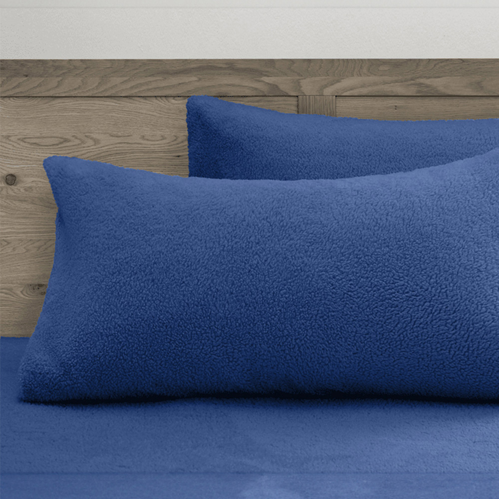 Velosso French Blue Teddy Fleece Pillowcase 2 Pack Image 3