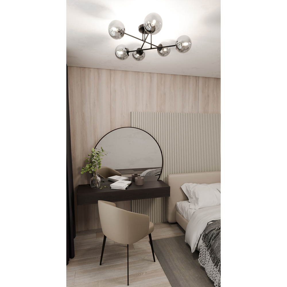 Emibig Roma 6 Light Graphite Shade Black E14 Ceiling Light Image 7