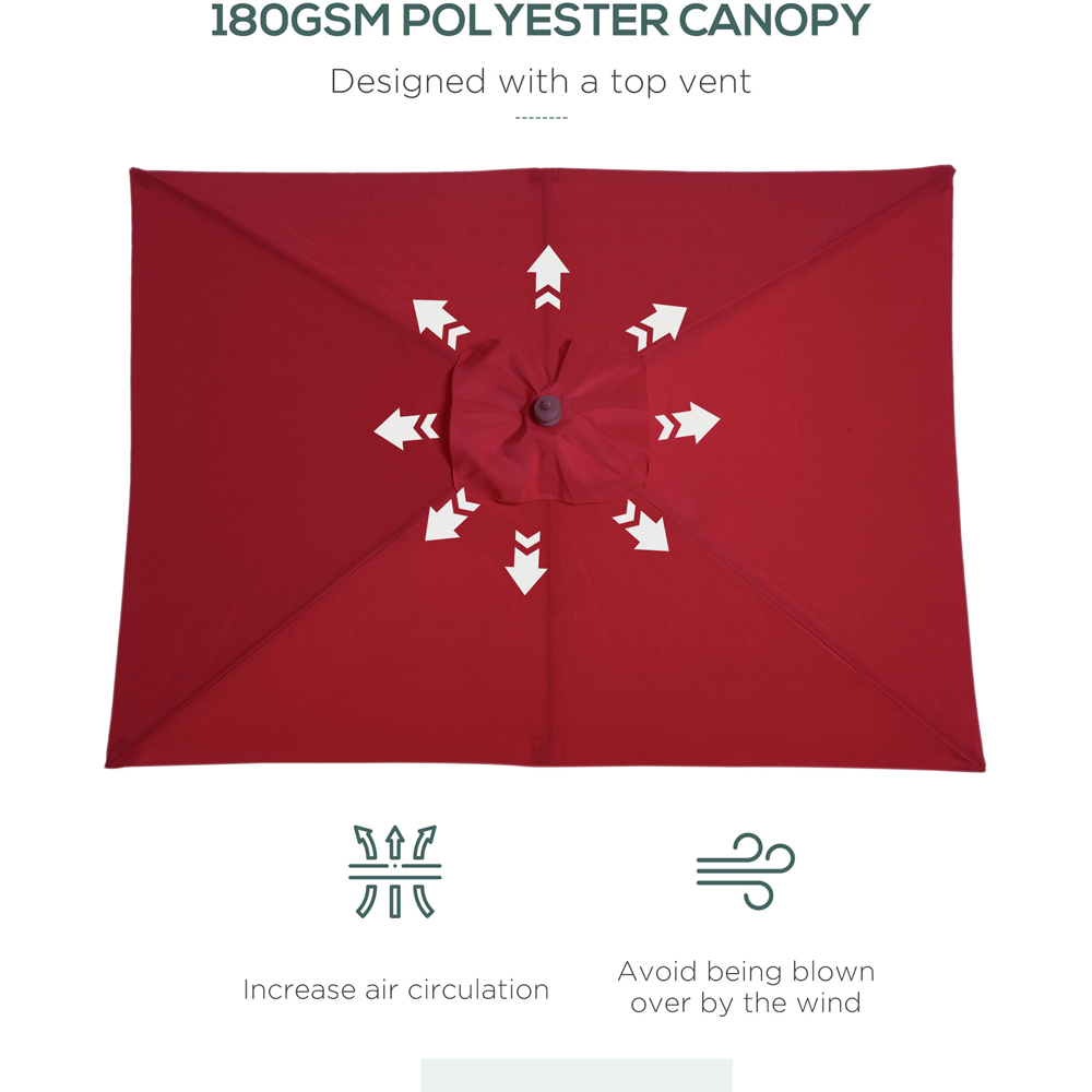 Outsunny Wine Red Tilting Parasol 2 x 1.5m Image 5