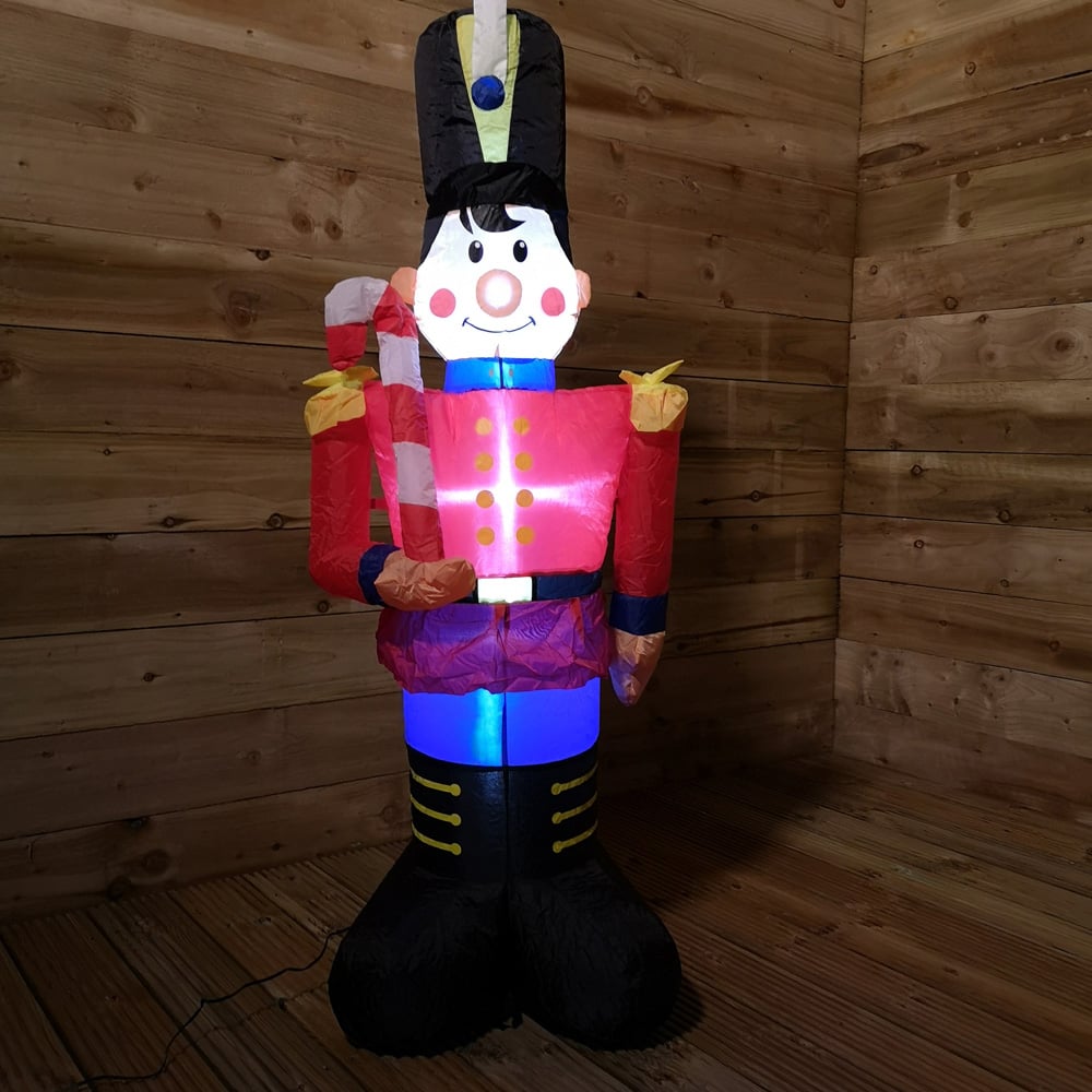 Premier White LED Inflatable Toy Soldier with Candy Cane Christmas Decoration 3.9ft Image 3