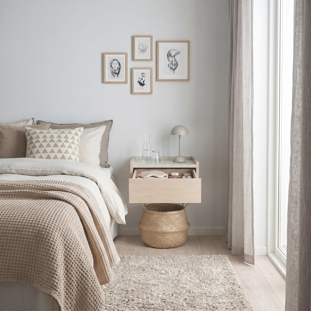 Decortie Brisa Single Door Sonoma Oak Wall Mounted Bedside Table Image 3