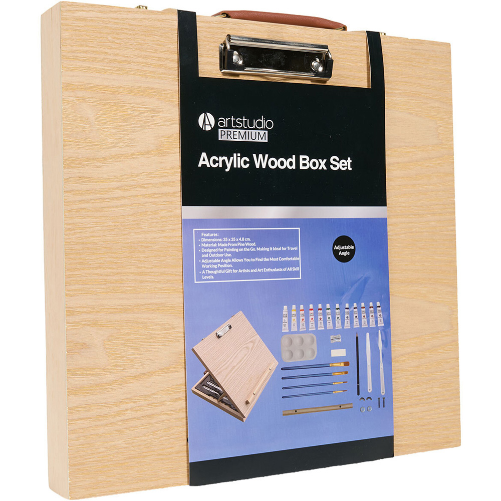 Acrylic Paint Wood Box Set Natural Image 2