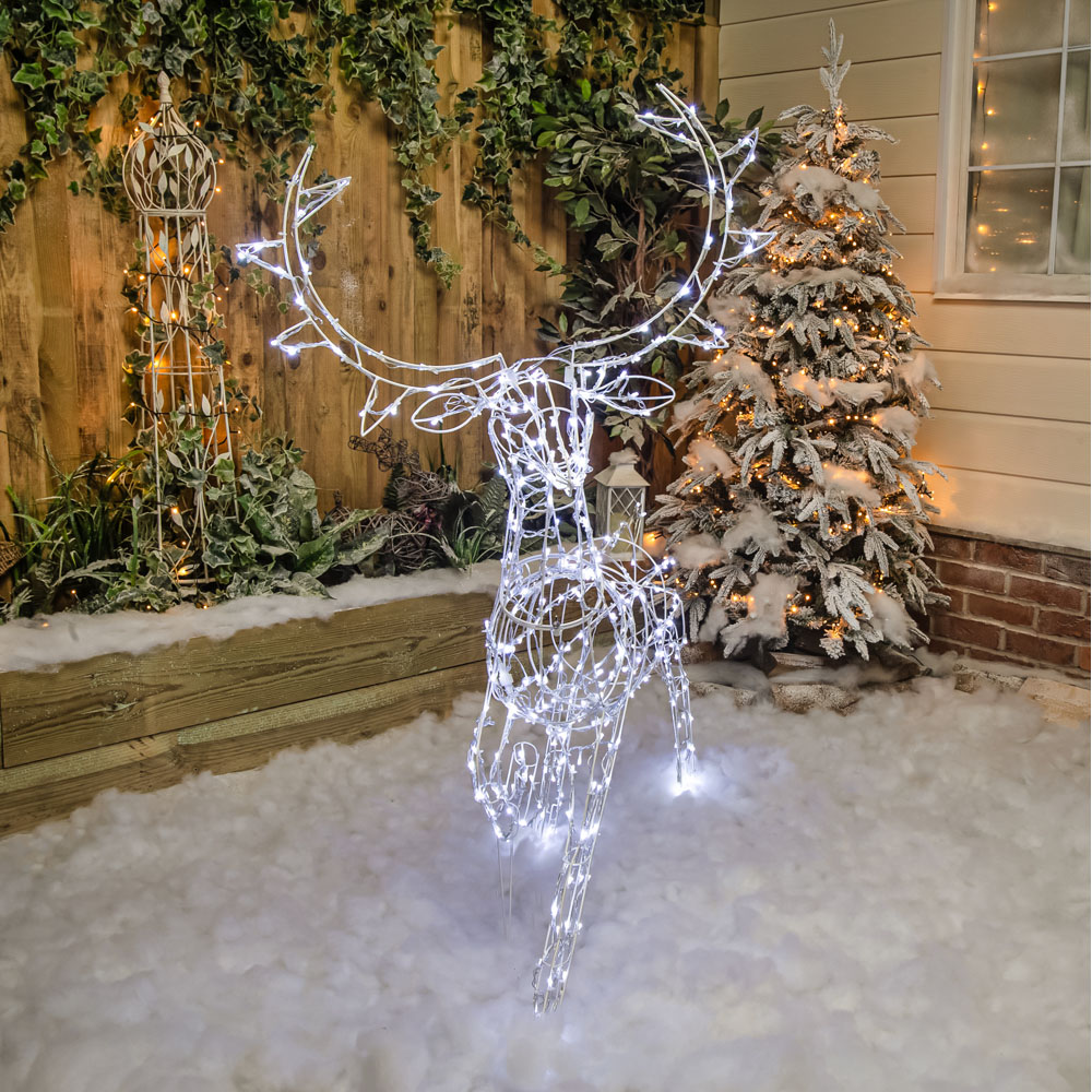 The Christmas Centre 330 LED White Wire Light-Up Stag Reindeer 4.5ft Image 6
