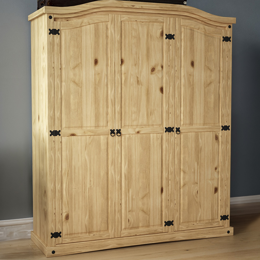 Vida Designs Corona 3 Door Natural Wardrobe Image 1