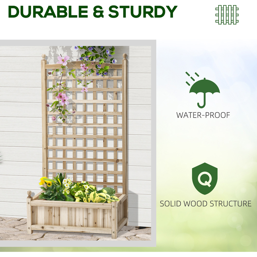 Outsunny Natural Raised Garden Bed Planter with Trellis 120 x 28 x 64cm Image 7
