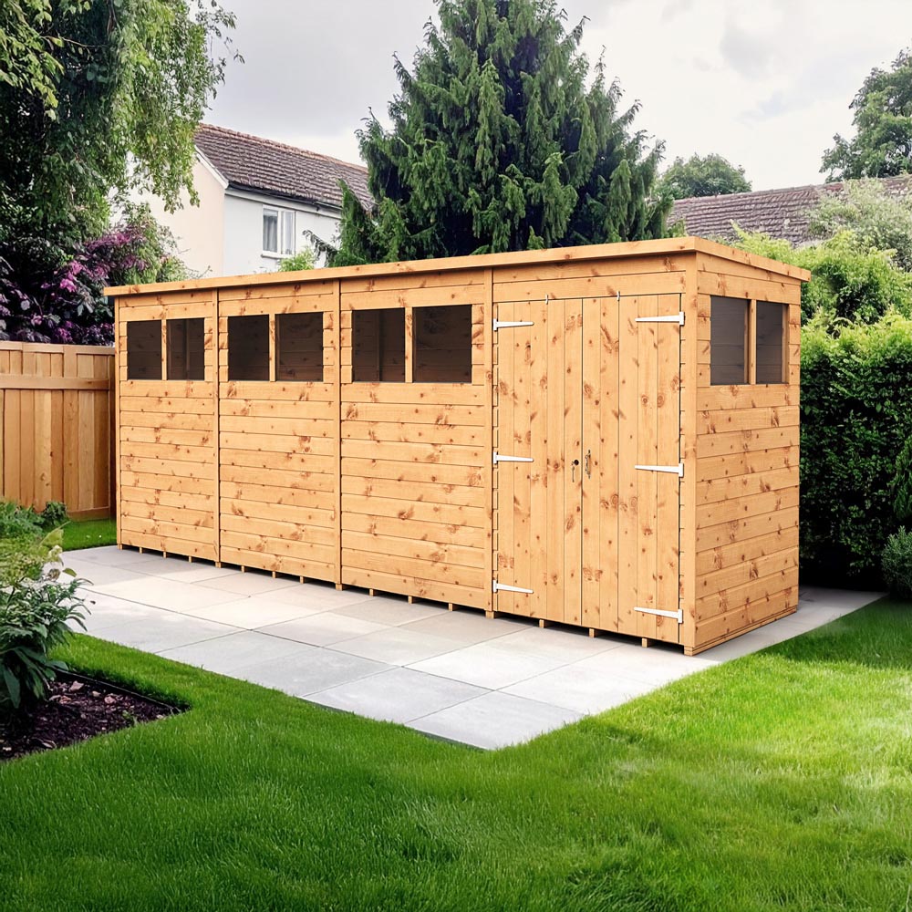 Empire Sheds 16 x 4ft Double Door Tongue and Groove Wooden Pent Garden Shed Image 2