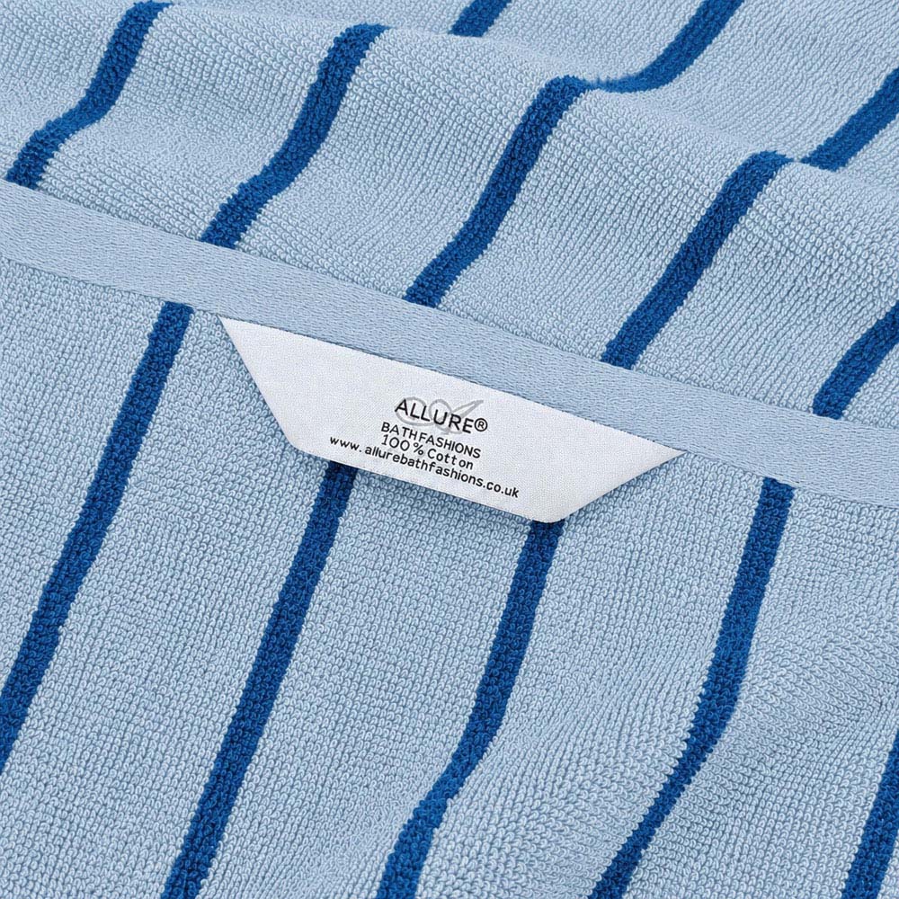 Allure Bath Fashions Light Blue and Dark Blue Strand Striped Bath Towel 70 x 130cm 2 Pack Image 5