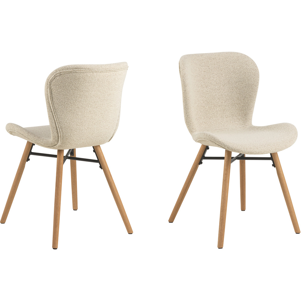 Florence Batilda Set of 2 Cream and Oak Dining Chair Image 4