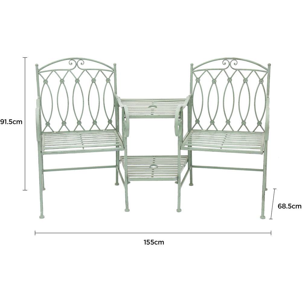 Charles Bentley 2 Seater Heritage Green Decorative Rustic Metal Garden Companion Seat Image 9