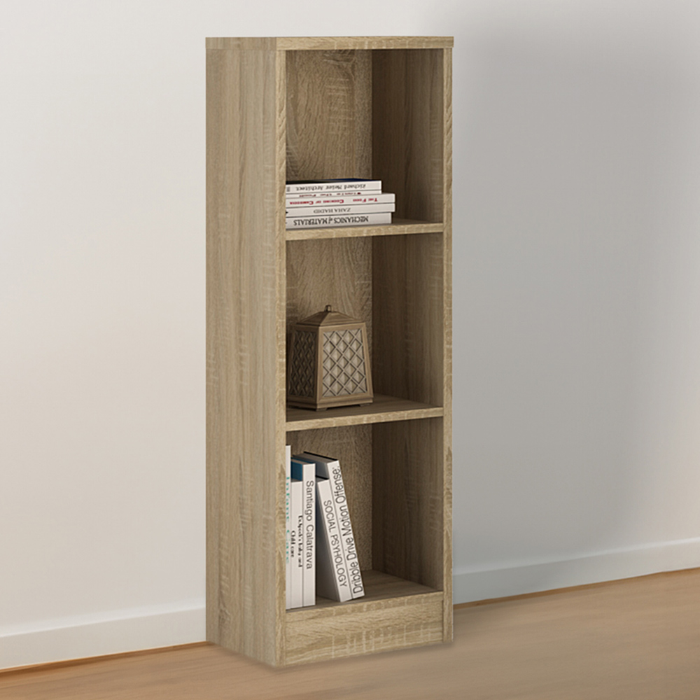 Florence 4 You 3 Shelf Sonama Oak Medium Narrow Bookcase Image 1