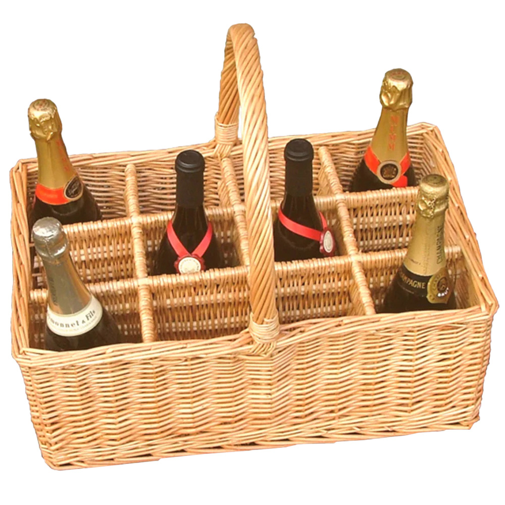 Red Hamper 12 Bottle Wicker Drinks Basket Image 1