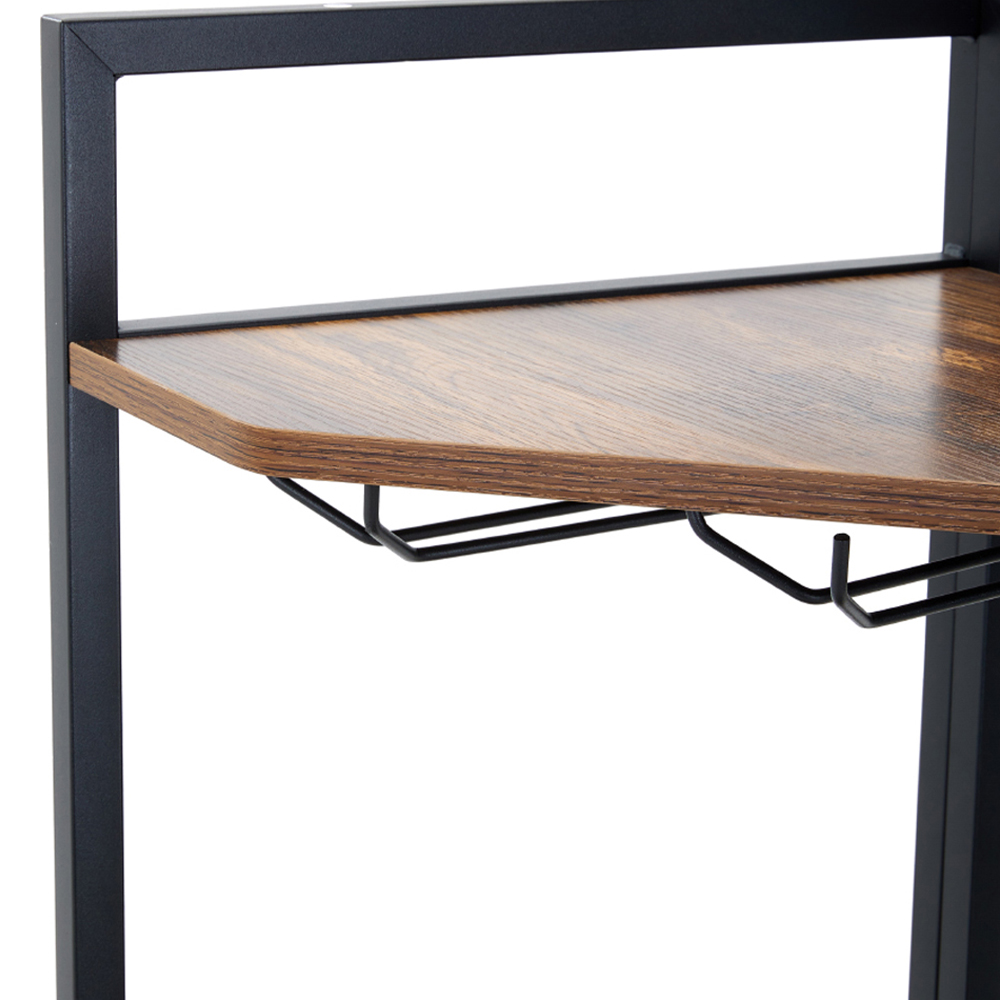 Living and Home 4 Shelf Black Vintage Wine Rack with Glass Holder and Bottle Storage Image 6