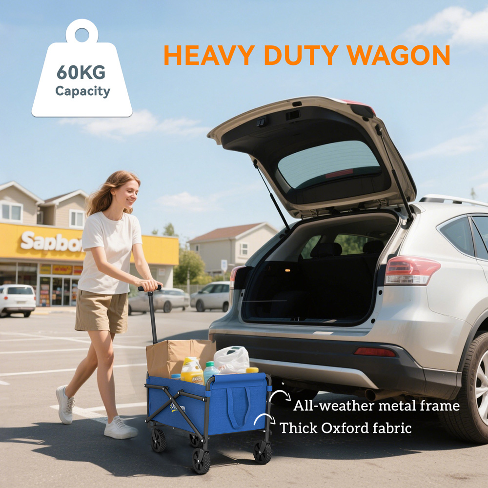 Outsunny 41L Blue Heavy Duty Folding Garden Trolley Image 5