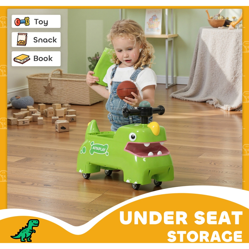 Tommy Toys AIYAPLAY Kids Green Dinosaur Shape Ride On Car Toddler Walker Image 6