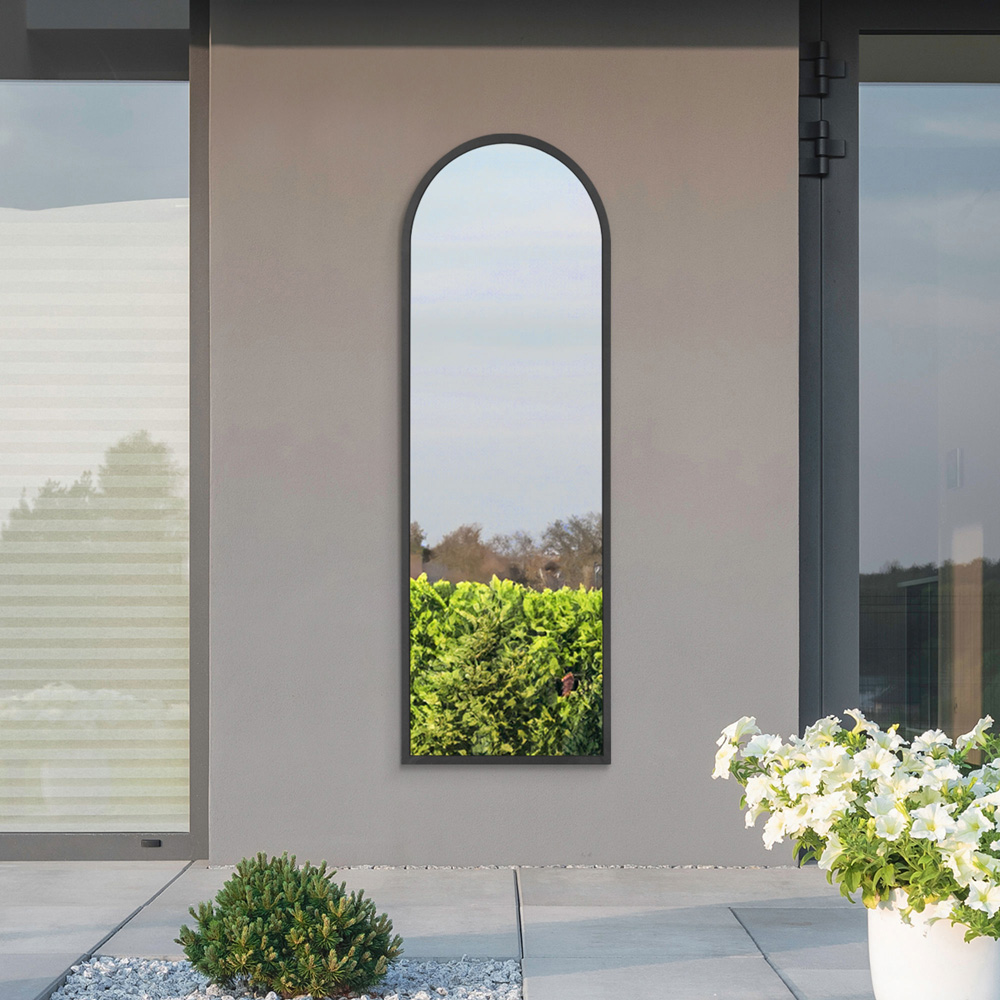 MirrorOutlet The Arcus Black Framed Arched Garden Wall Mirror 160 x 53cm Image 5